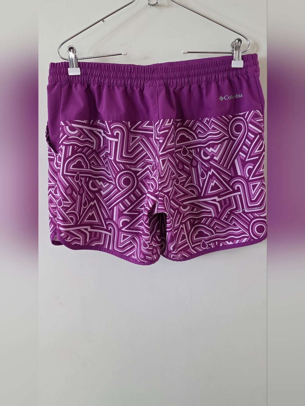 Women's Columbia Purple Geometric Athletic Shorts with Drawstring - Picture 3 of 9